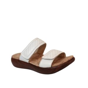 Alegria Brayah Quilted White Leather Sandal Cork Insole Comfort Shoe Size 40